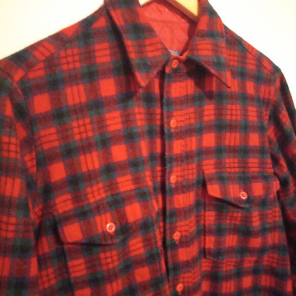 Vtg Pendleton MacDuff Tartan Field Shirt-Size 15.5/M-Wool-Flap Pockets-USA Made - Picture 4 of 10